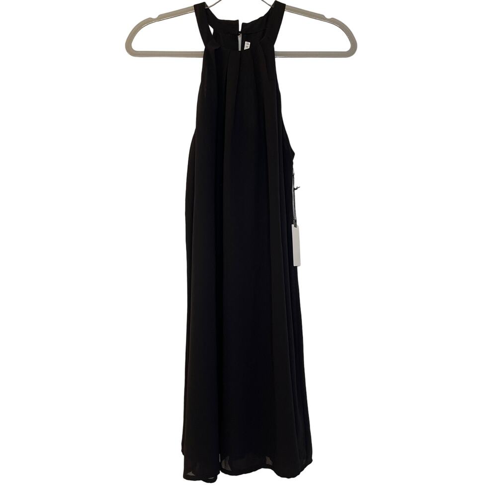 ASTR The Label Womens Chiffon Halter Mini Dress Size XS Black LBD Classic NWT